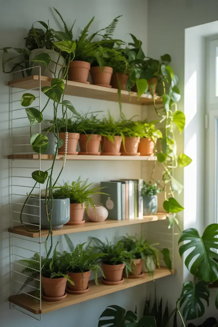 Shelf Decor Ideas That Use Plants Heavily 2