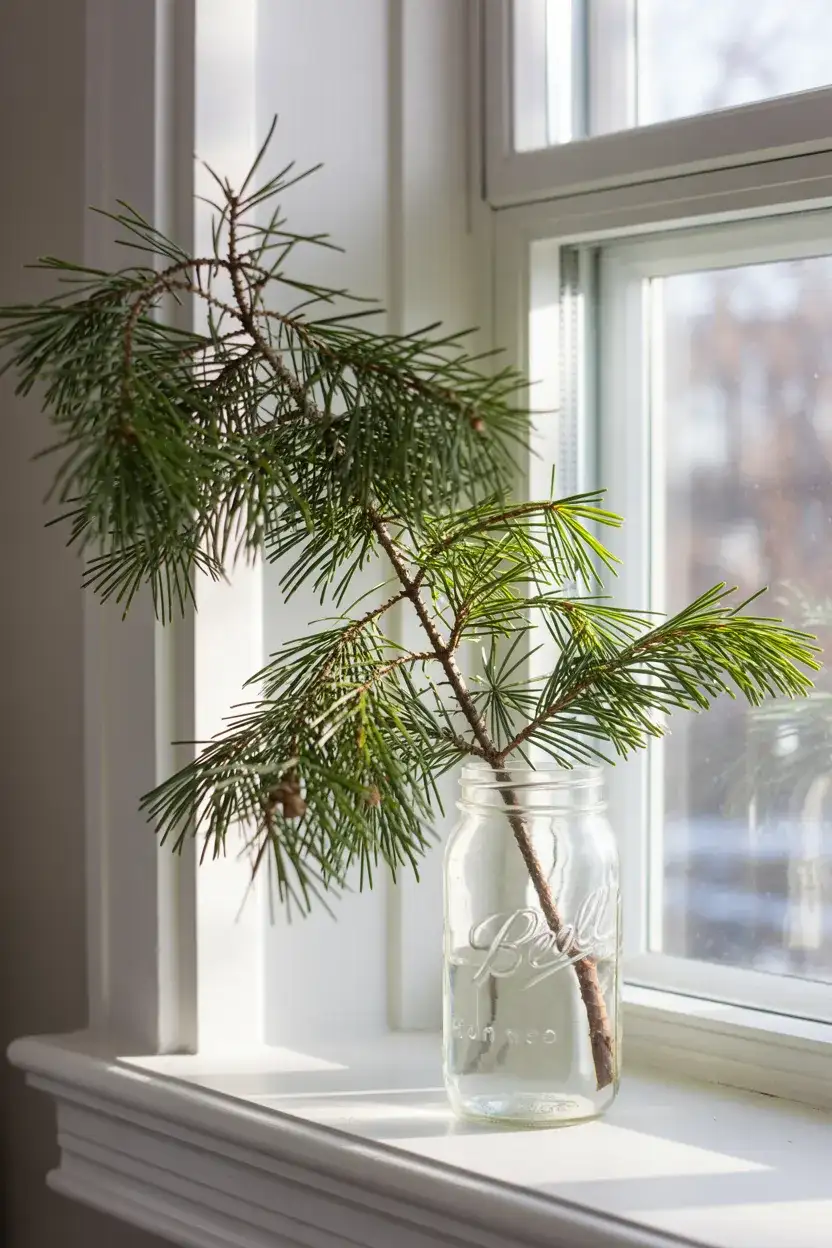Simple Pine Branch in a Jar 1