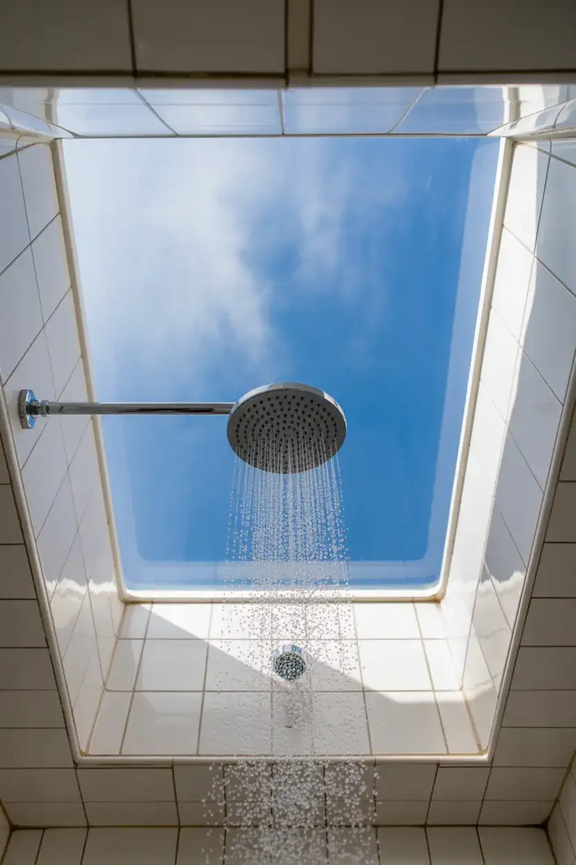 Skylight Above Rainfall Fixture 2