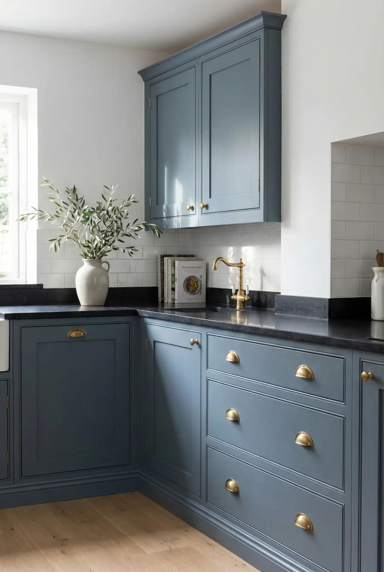 Slate Blue Cabinets with Black Countertops 2