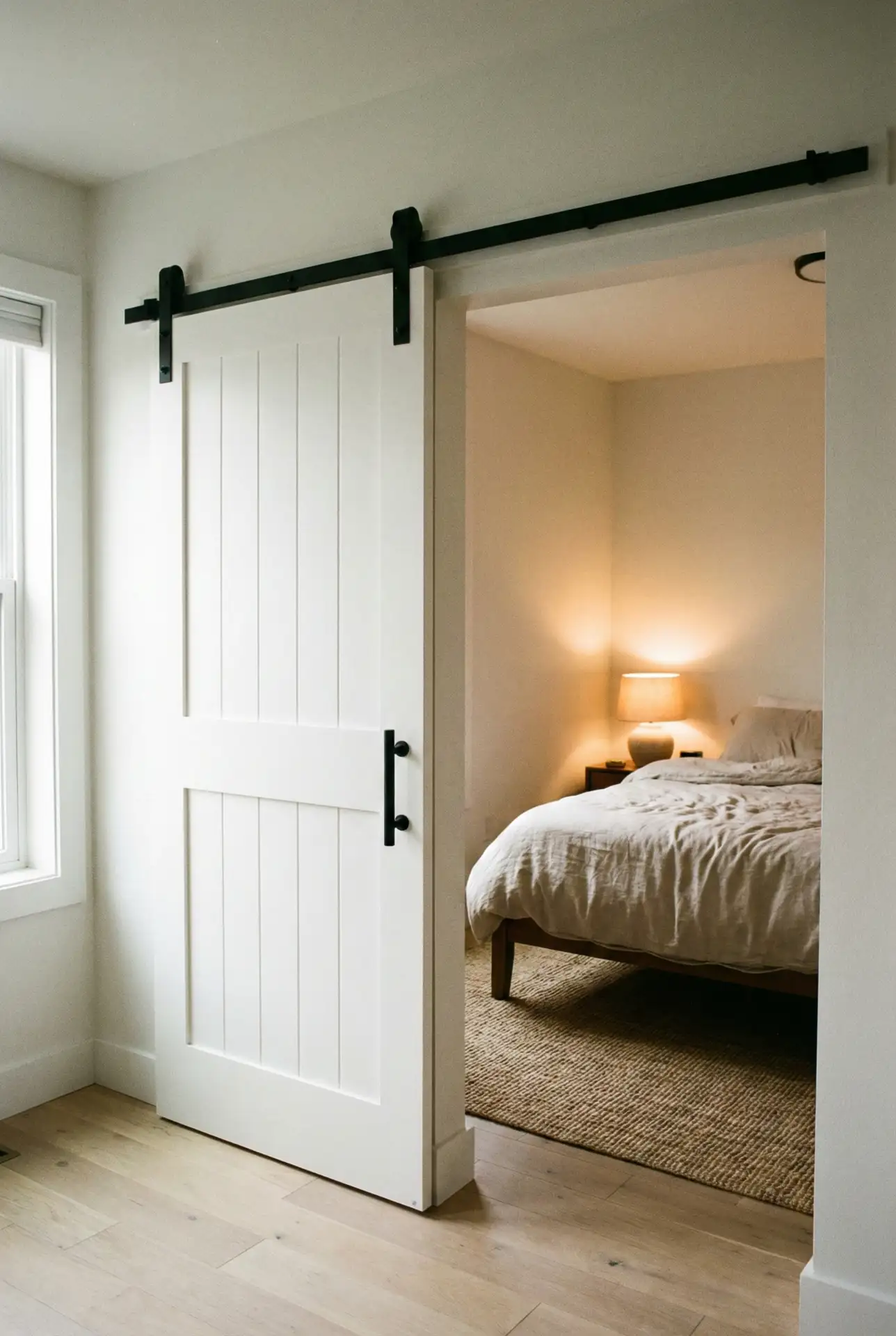 Sliding Barn Door to Save Swing Space 1