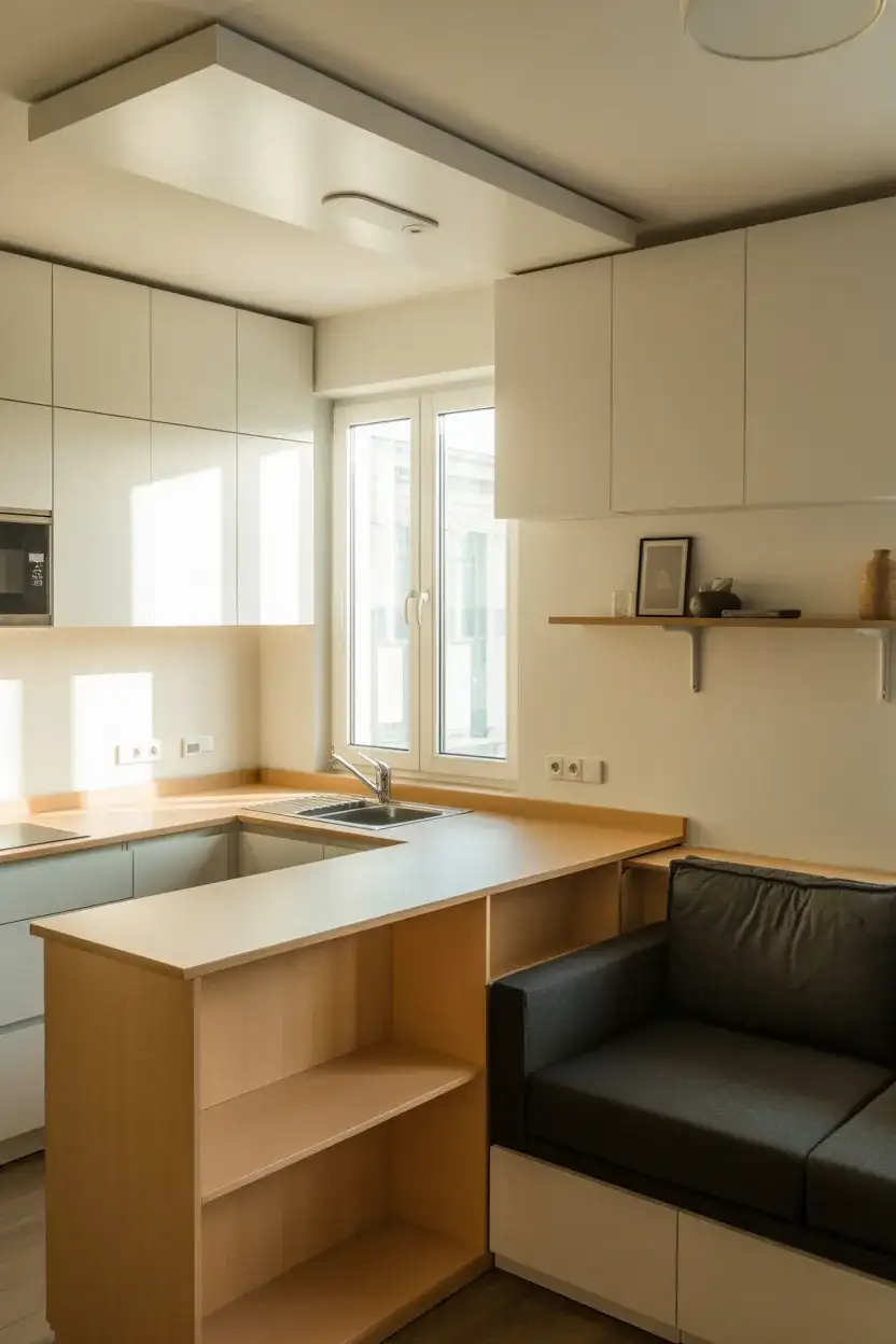 Small Apartment Open Kitchen With Smart Storage 2