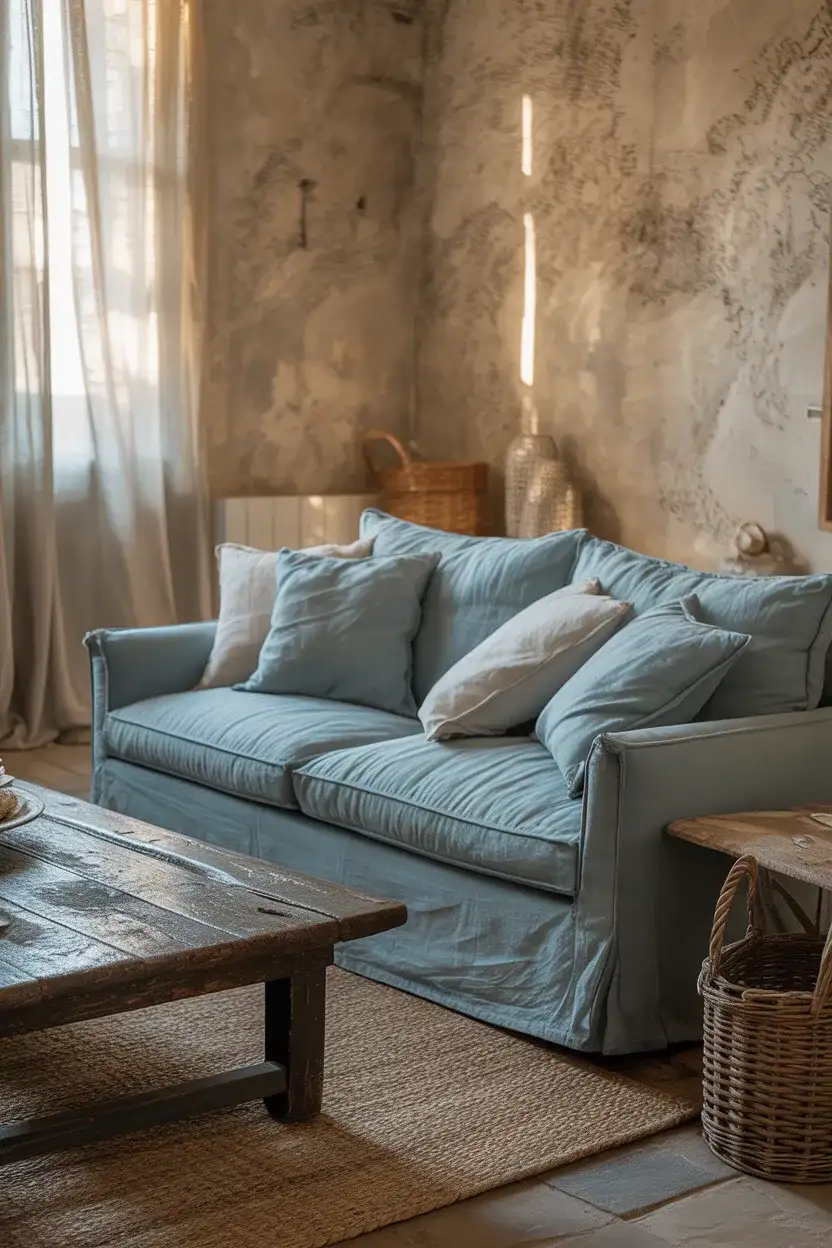 Soft Blue Linen Living Room 2