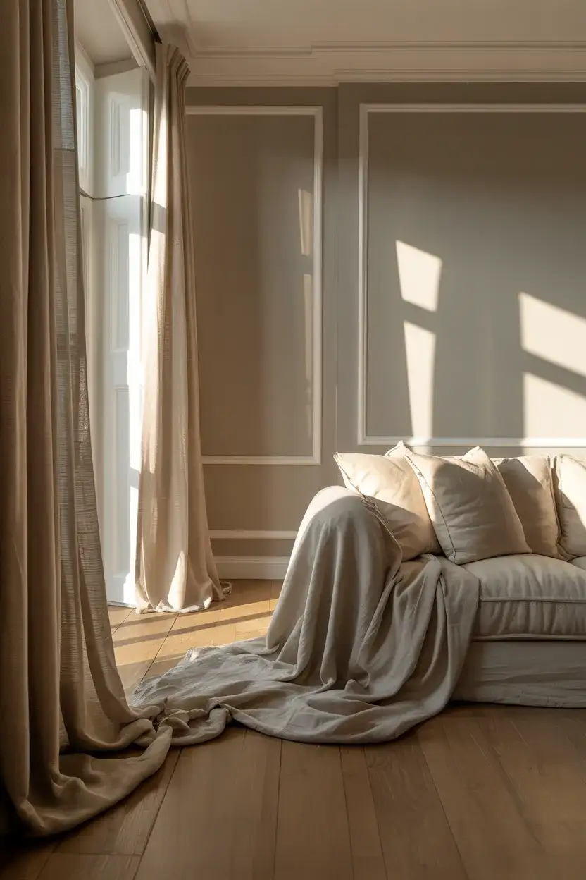 Soft Grey Walls with Warm White Accents 1