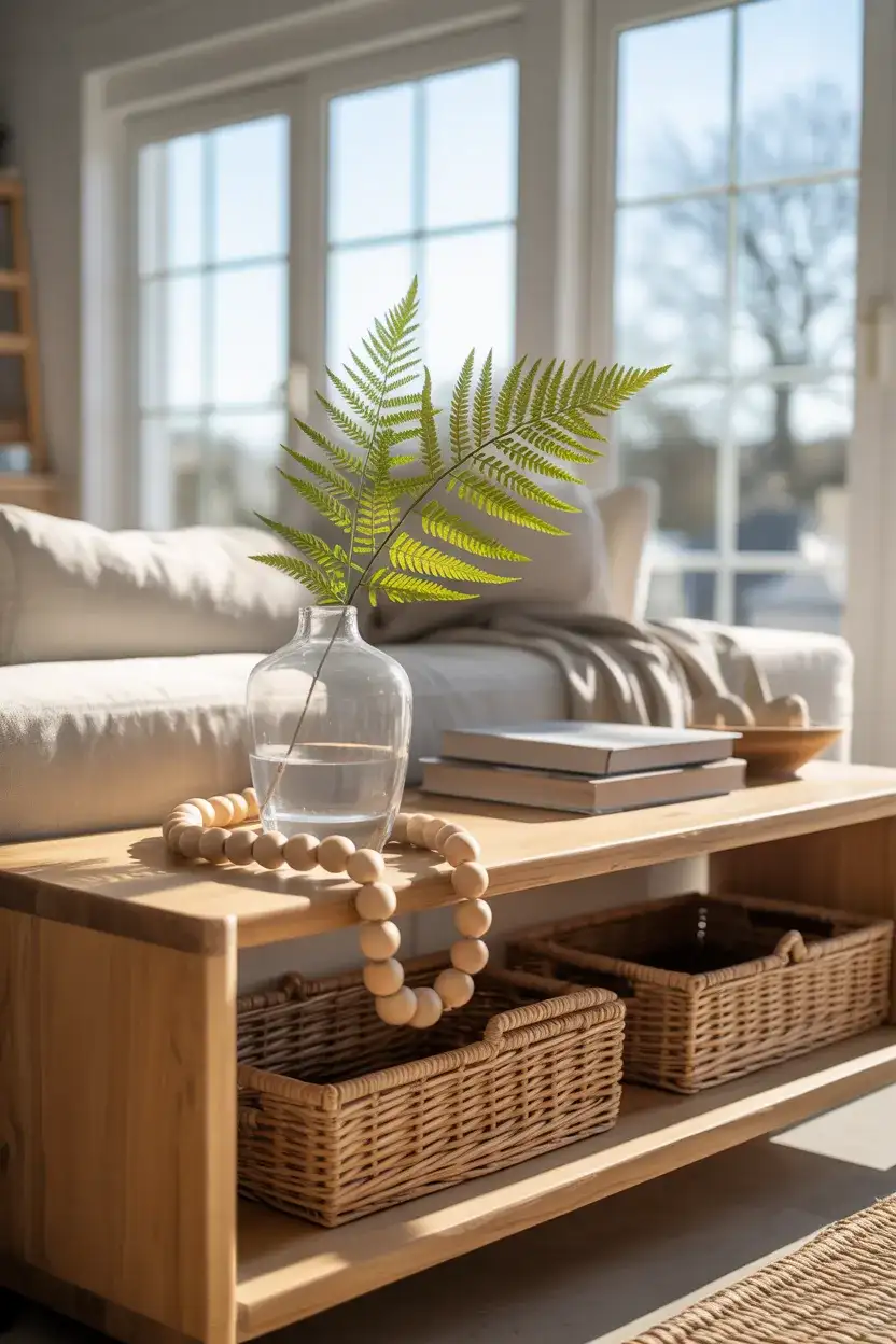 Spring Console Refresh With Greenery and Light 1