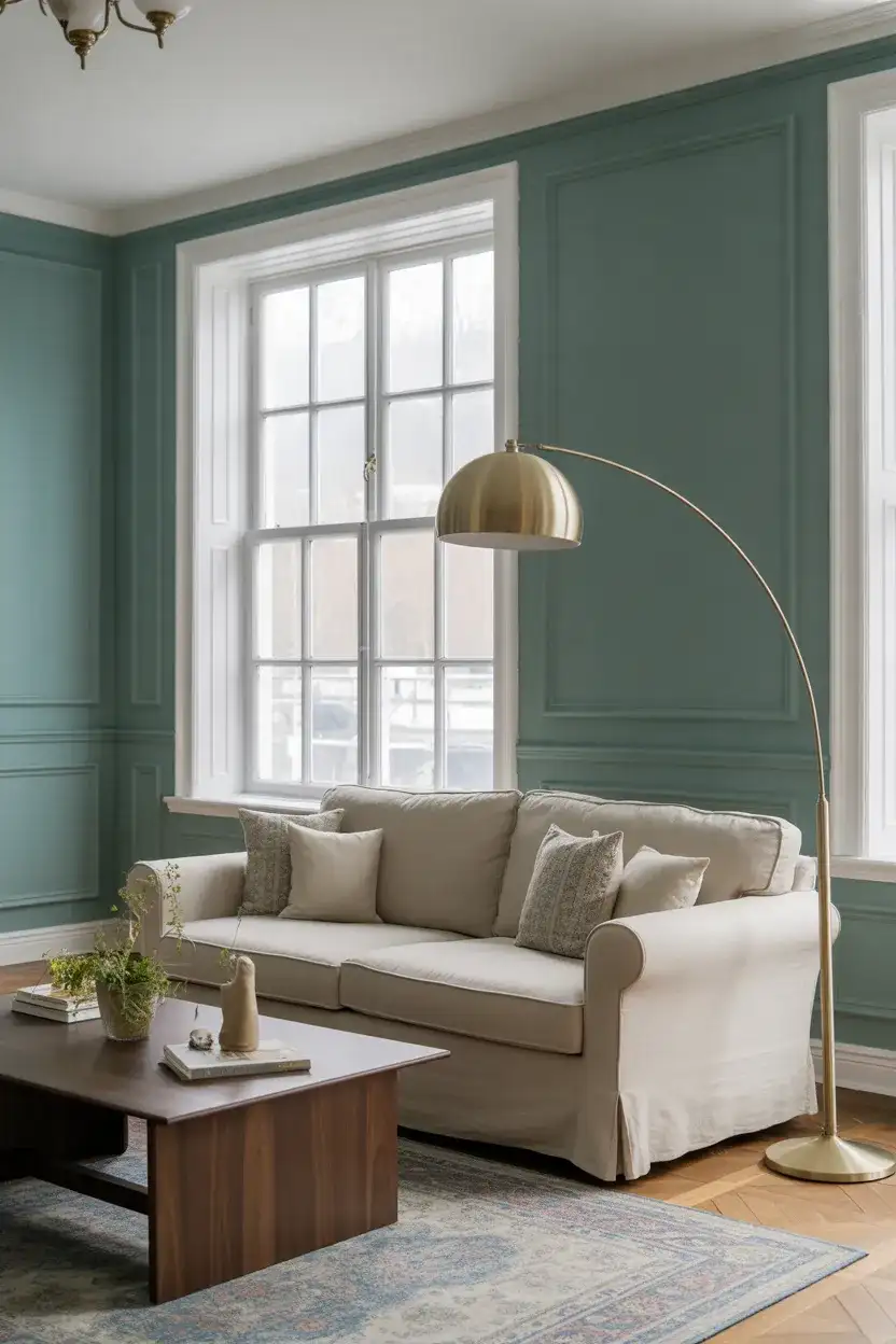 Teal Walls with Neutral Furniture 2