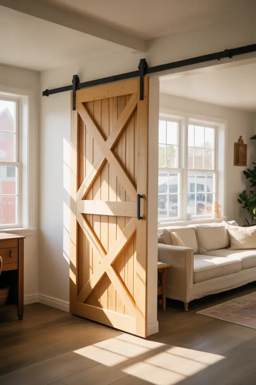 The Classic Sliding Barn Door for an Open-Plan Living Room 1