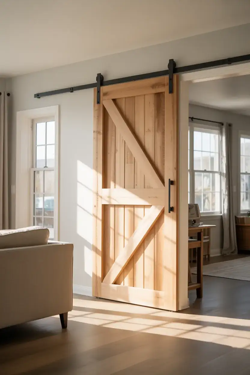 The Classic Sliding Barn Door for an Open-Plan Living Room 2