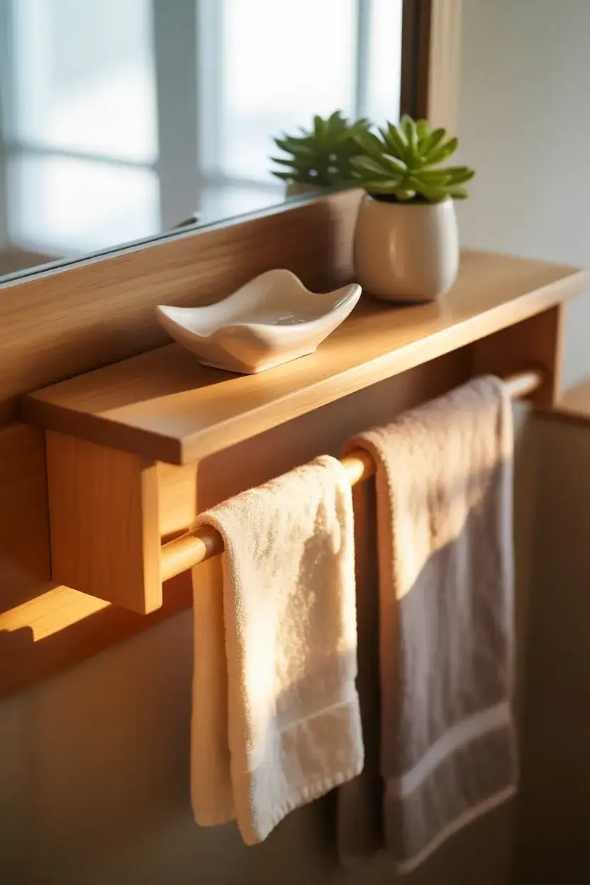 Towel Holder and Shelf Combo Ideas 1