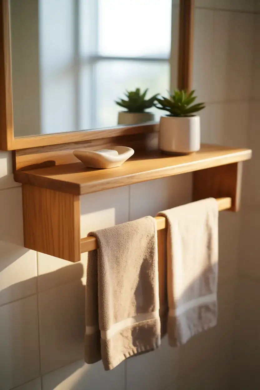 Towel Holder and Shelf Combo Ideas 2