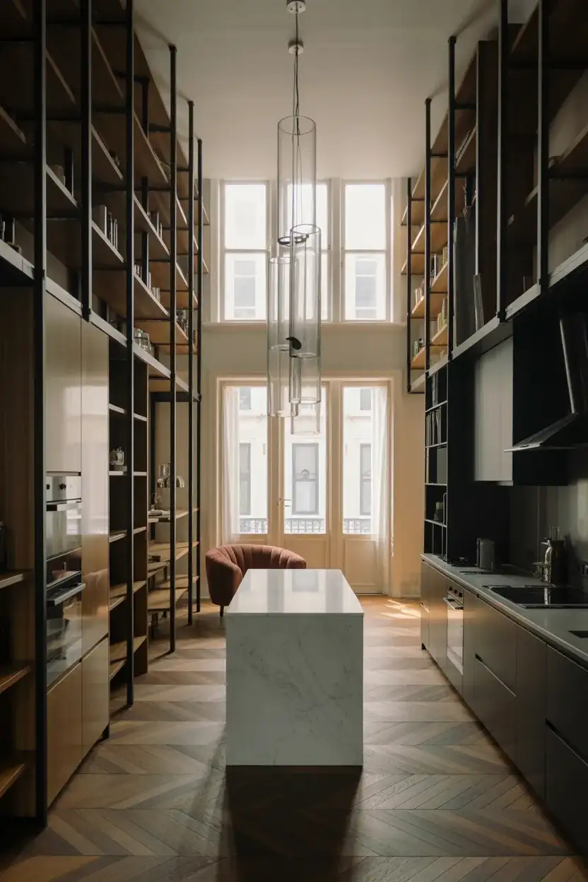 Townhouse Open Kitchen With Vertical Drama 2