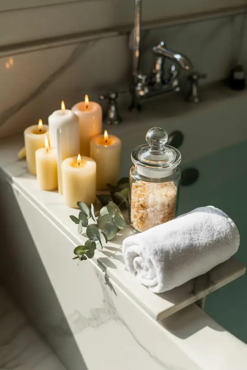 Tub-Side Shelf Styling for Bath Night Rituals 1