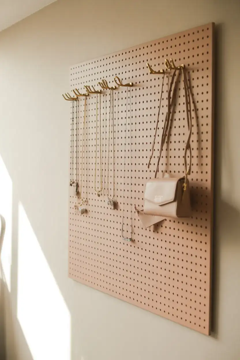 Vertical Pegboard Wall for Accessories and Jewelry 1