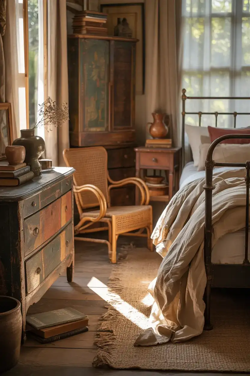 Vintage Furniture Mix in a Rustic Bedroom 1