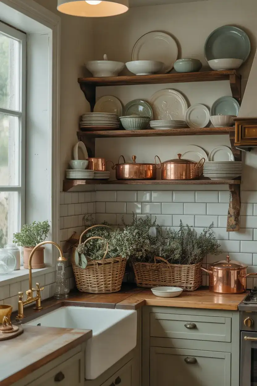 Vintage Kitchen with Open Shelving 1