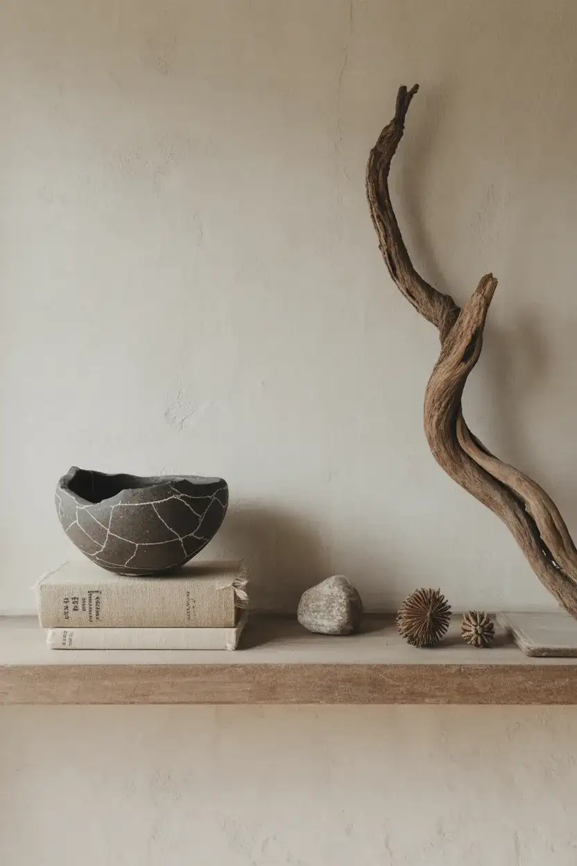 Wabi-Sabi Shelf Styling with Natural Materials 2