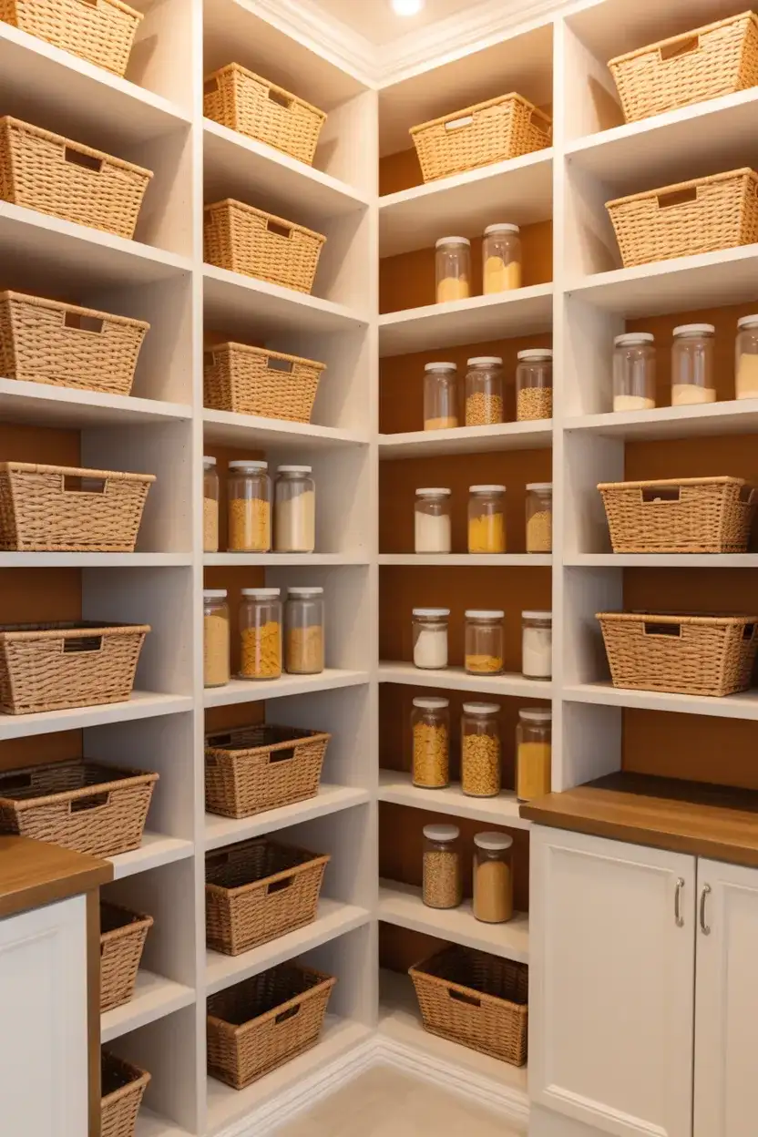 Walk-In Corner Pantry with Custom Shelving 1