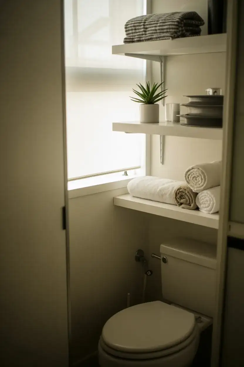 Wall-Mounted Shelves Above the Toilet 2