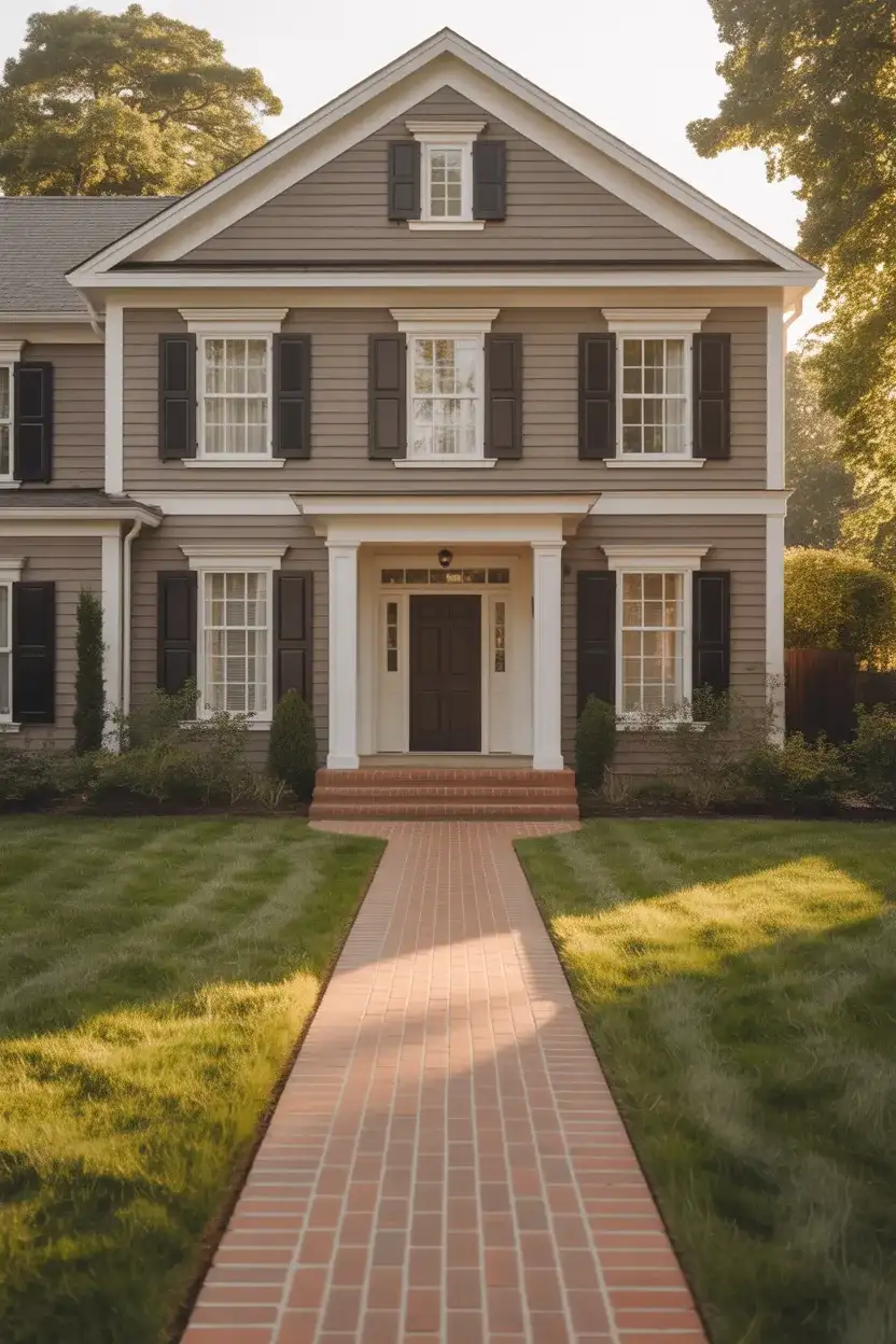 Warm Taupe with Crisp White Trim 1