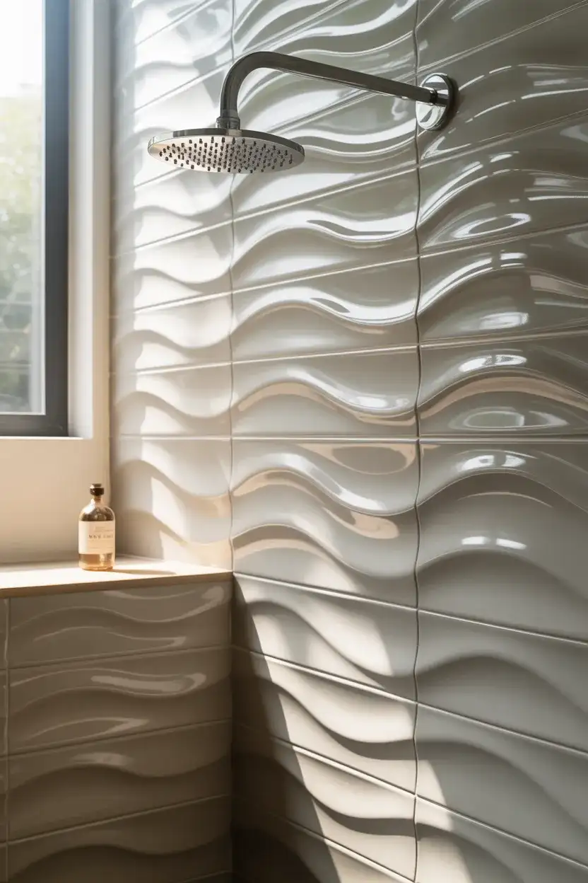 Wavy Tile Accent Wall 1