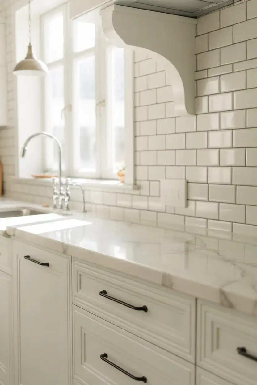 White Kitchen Cabinets with Black Hardware 1