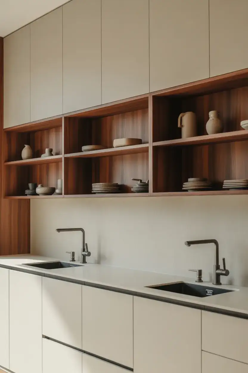 White Kitchen with Walnut Warmth 2