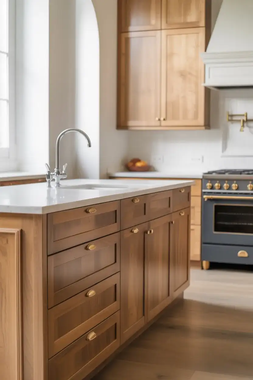 White Oak Kitchen Finished in Clear Matte With Mixed Metals 2