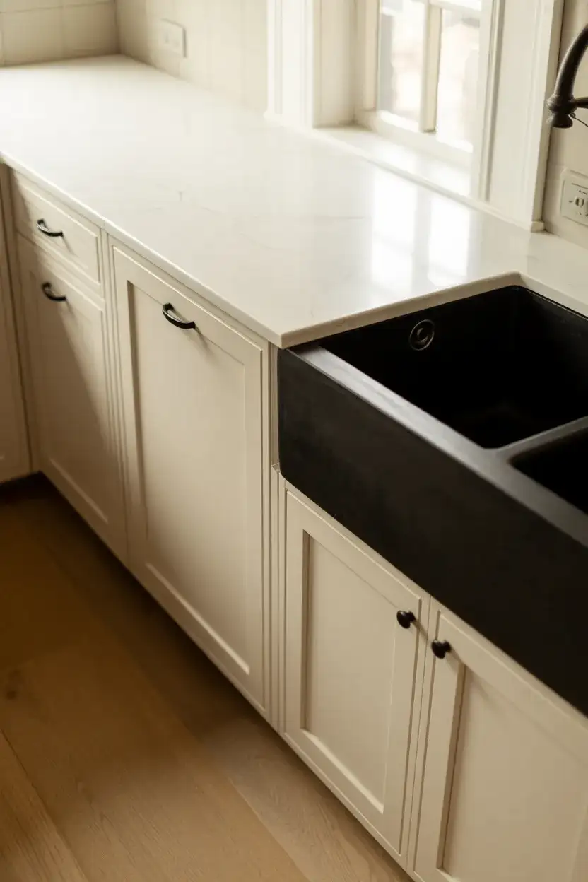 White Shaker Cabinets with Black Hardware Accents 2