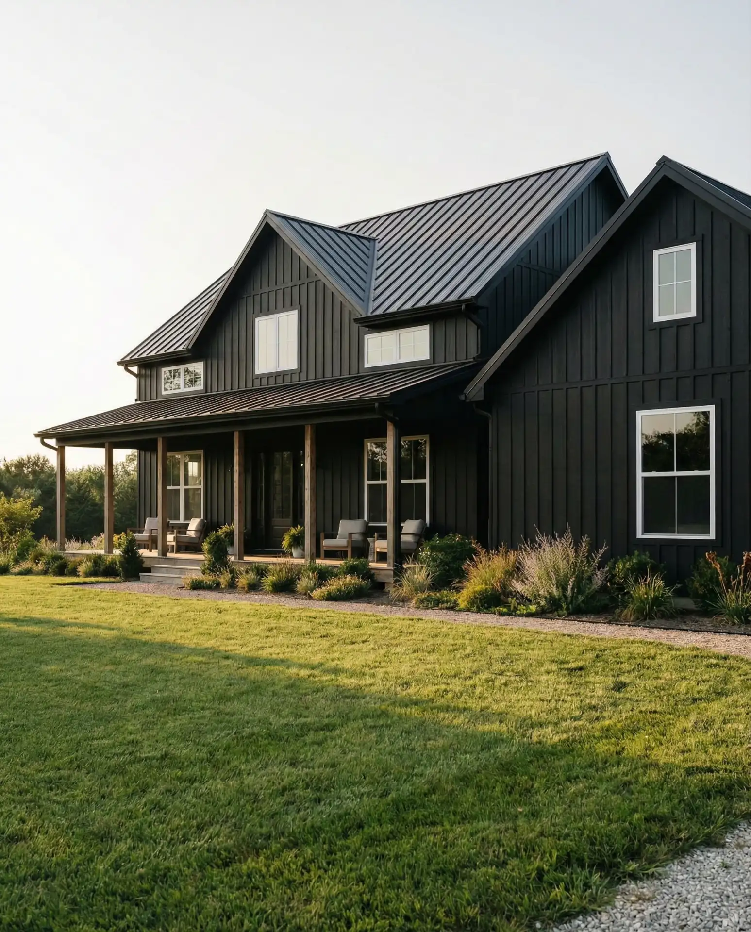 White Windows with Dark Trim and Siding 1