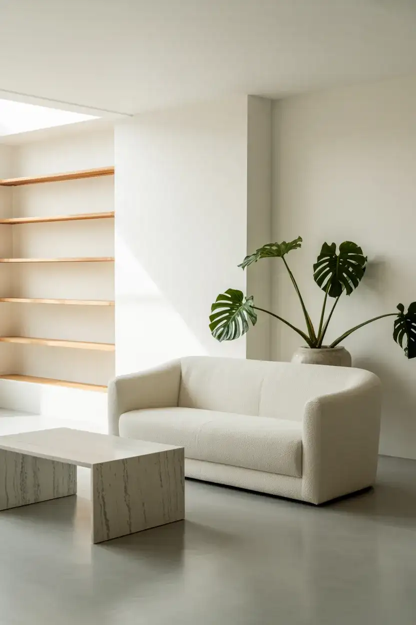 White and Grey Minimalist Living Room 2