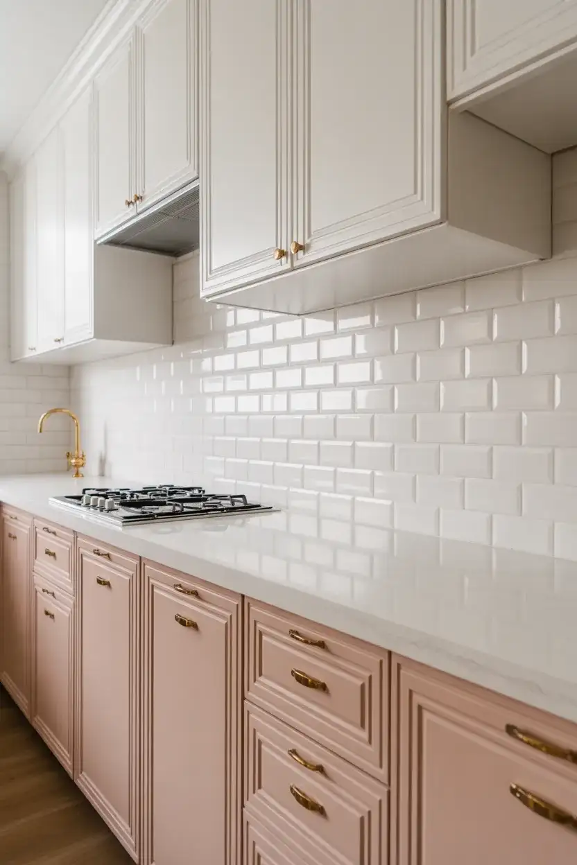 White and Pink Kitchen Unexpected Charm 1