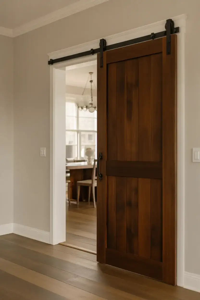 Wood Barn Door with Walnut Finish for a Sophisticated Look 1