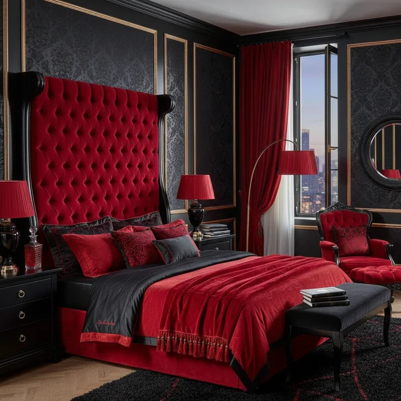 15 Red and Black Bedroom Ideas for Bold Modern Style