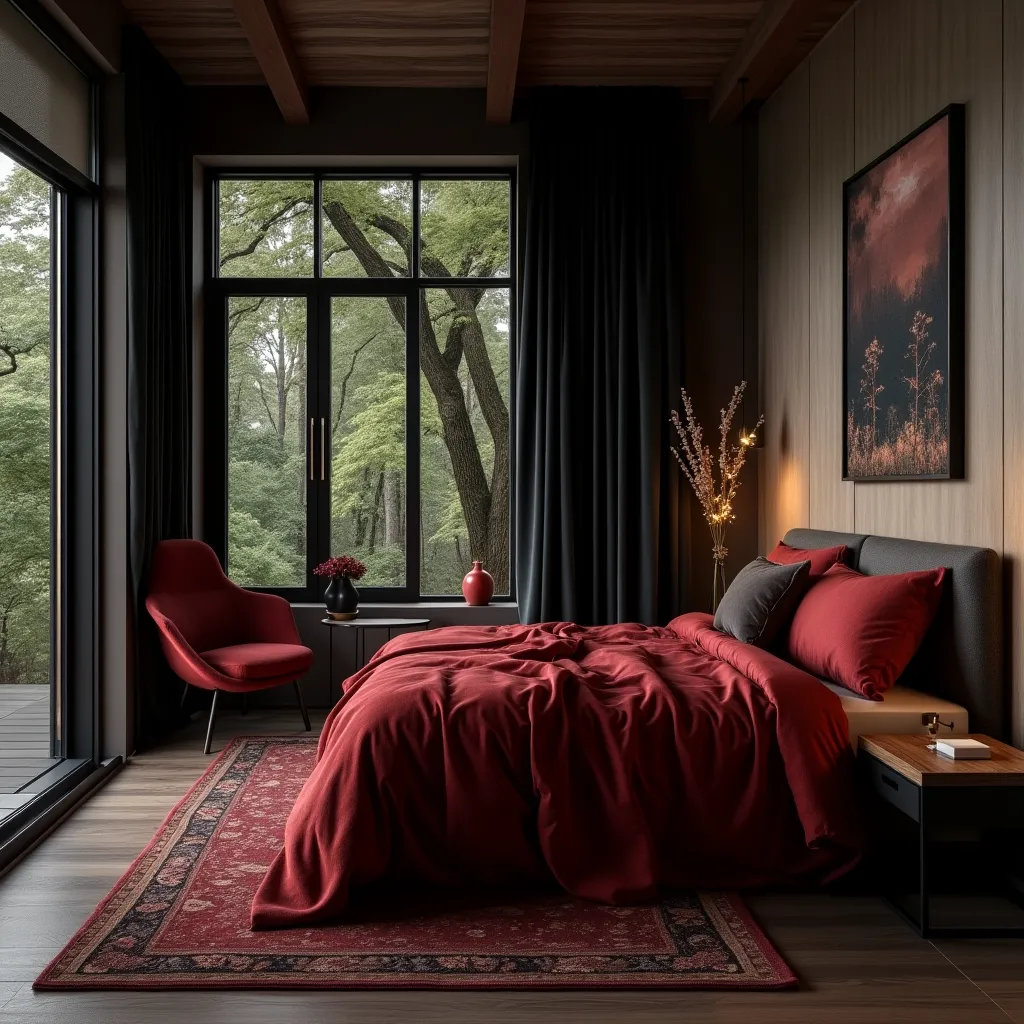 Black and Red Bedroom Design Ideas - HomeDesignsAI