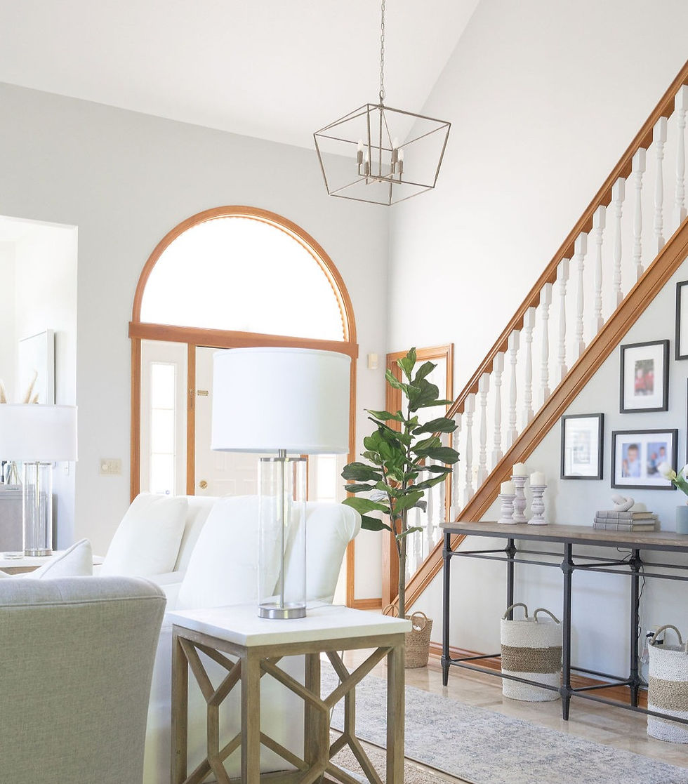 Coastal, Traditional & Timeless Living Room & Entryway Design