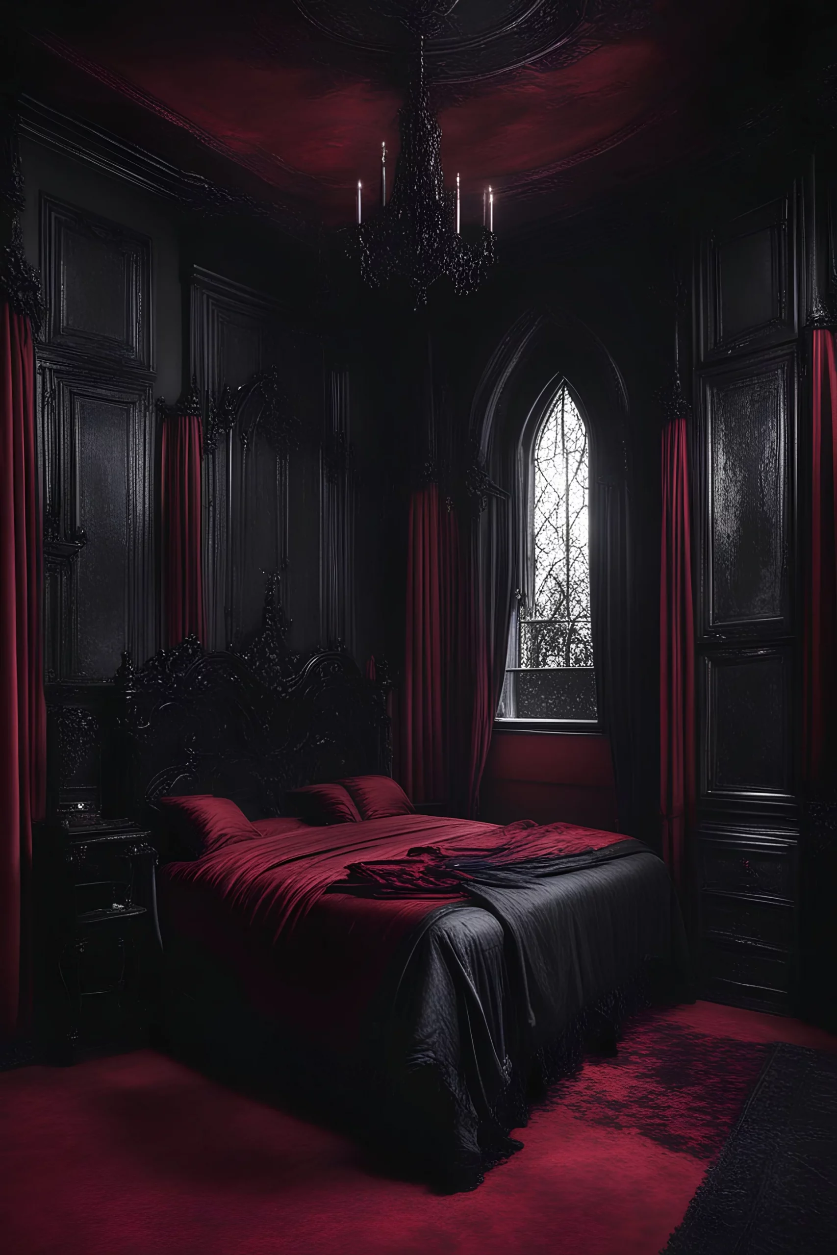 dark red, black, goth, bedroom, vampi...' | Gallery | Stablecog