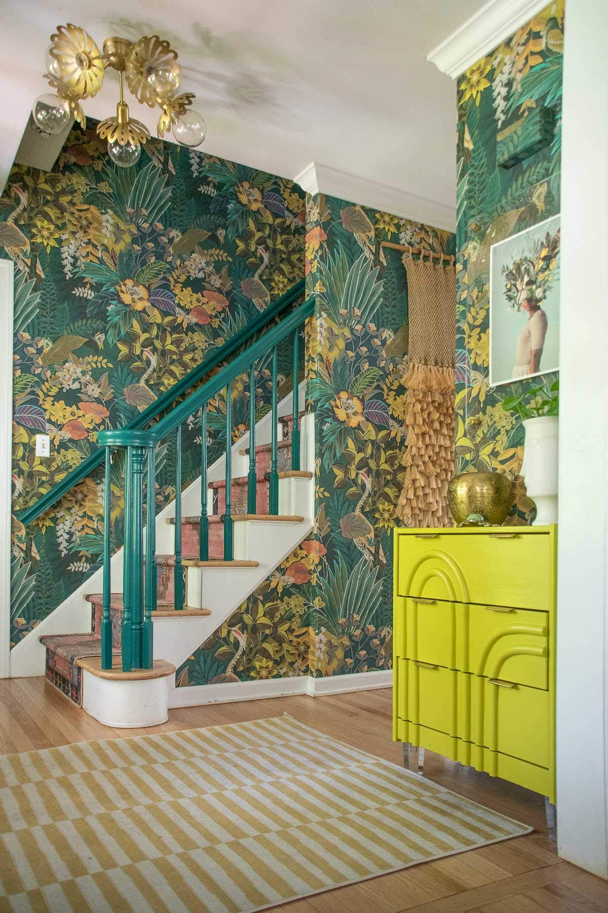 Foyer Reveal: Eclectic Wallpaper and Colorful Details - At Charlotte's House