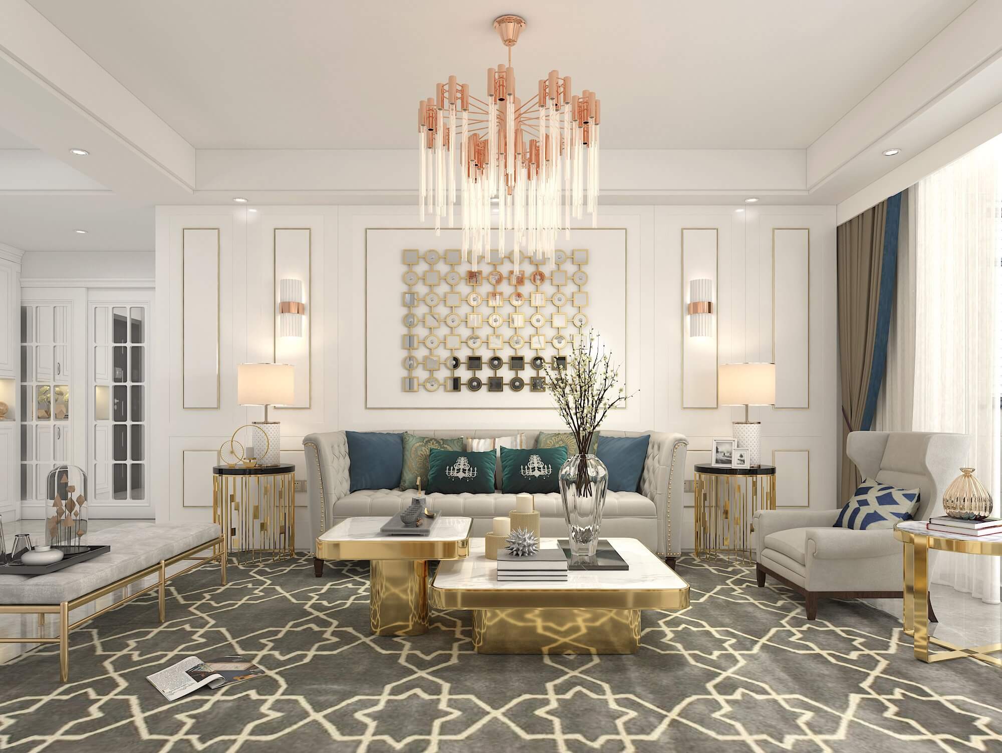 Neoclassical Living Room Interior Scene - 3D Model by nhattuankts