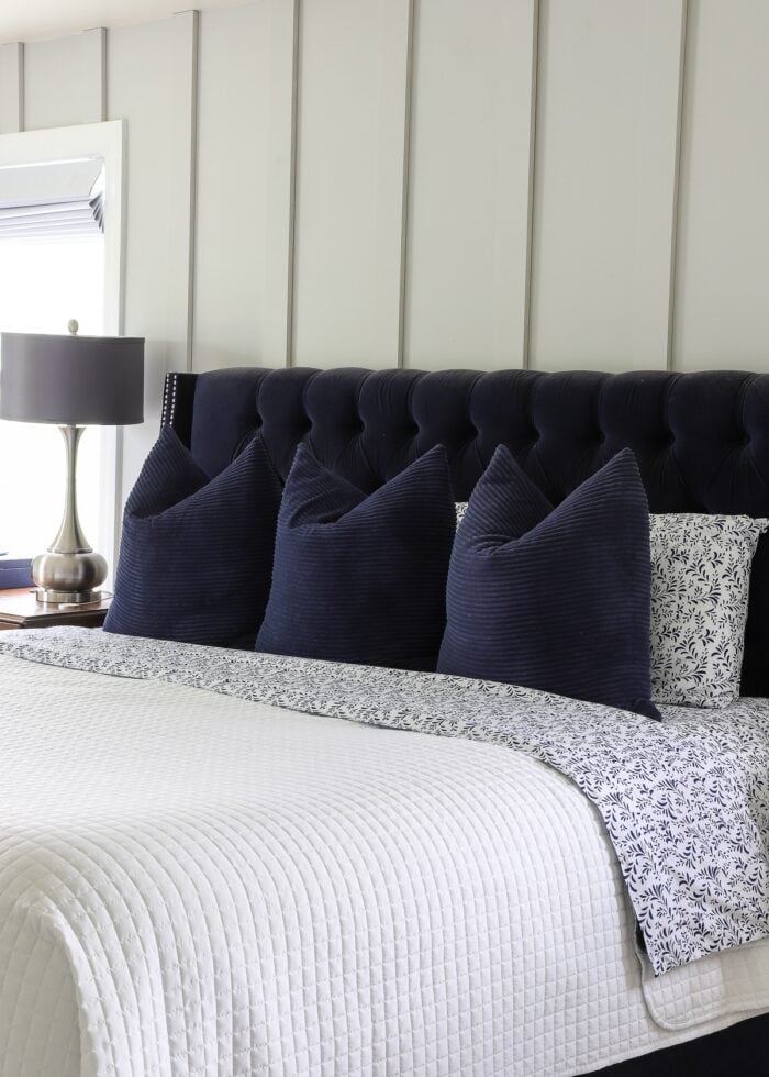 Our Serene Navy & Grey Master Bedroom Reveal - The Homes I Have Made