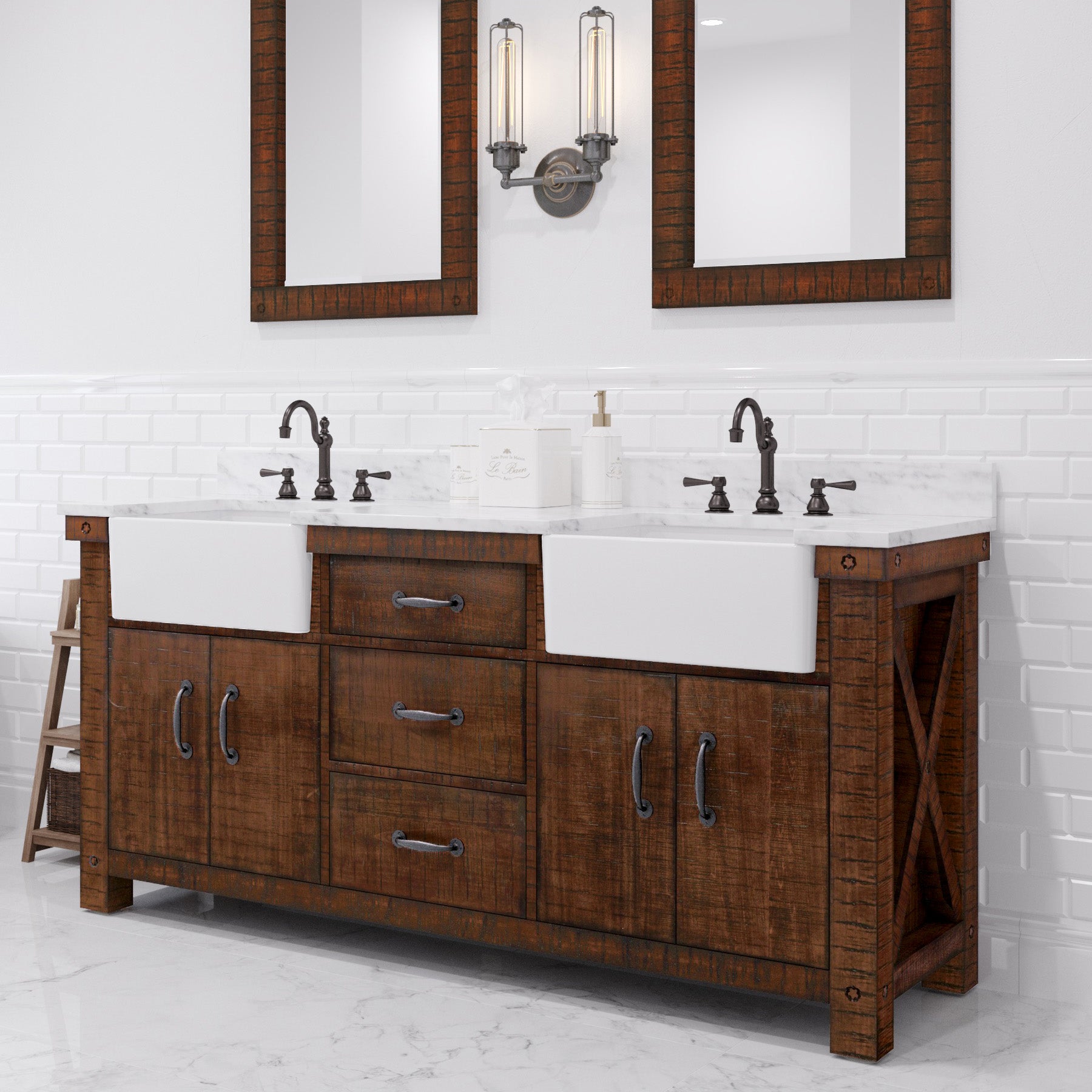 Paisley 72 In. Double Sink Pre-Assembled Farmhouse Style Bathroom Vani