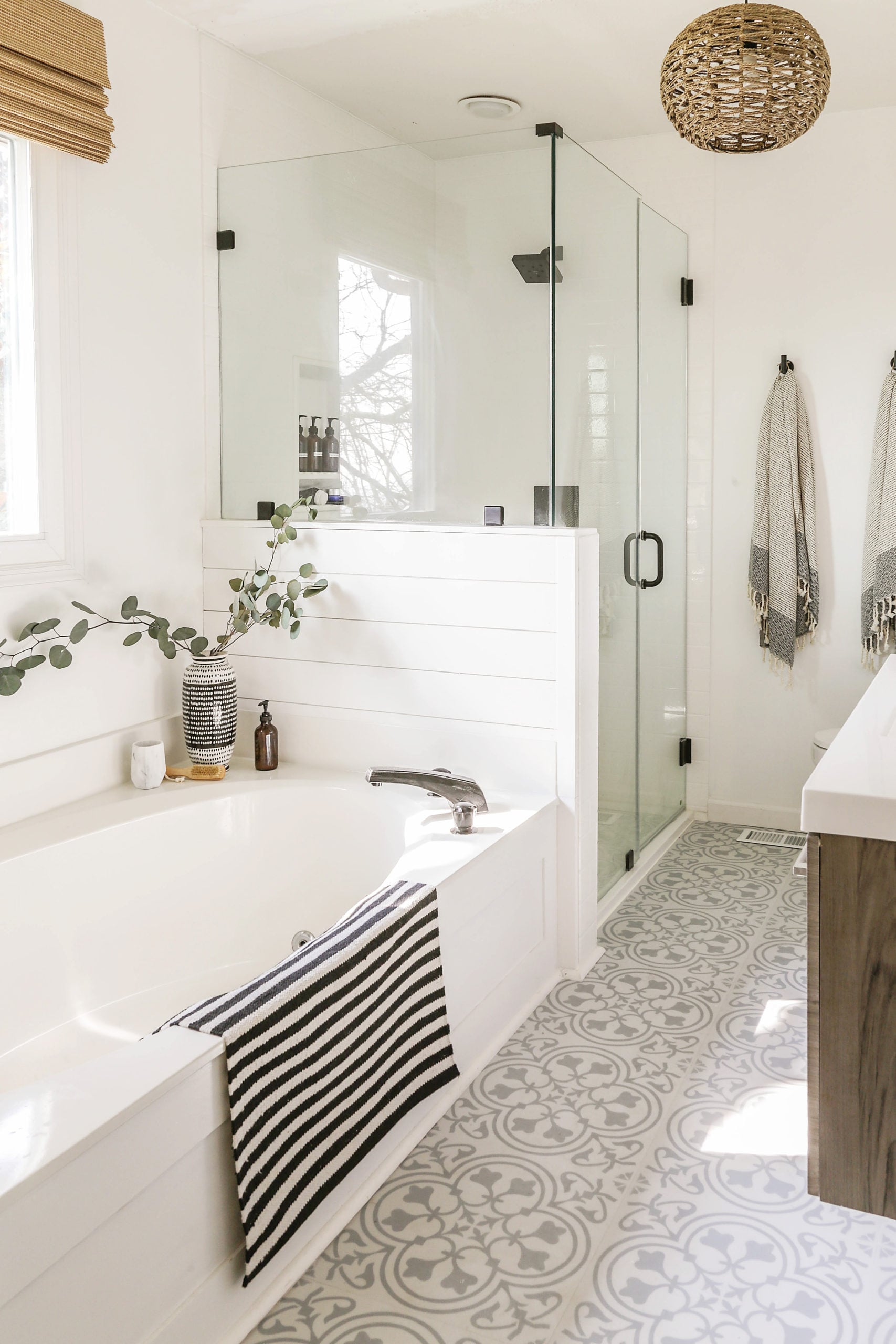 Reveal: Boho Farmhouse Master Bathroom Remodel with Decor Sources