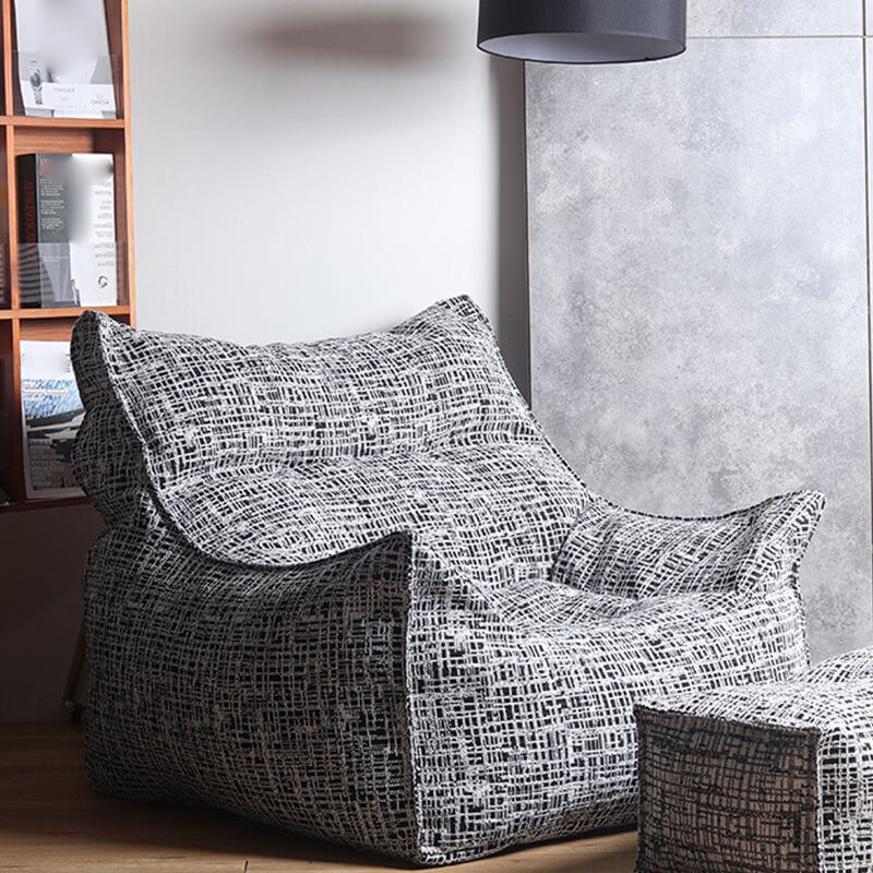 Seats 1 Solid Color Cotton Blend Pre-Filled Bean Bag Set/Bean Bag Lounger in Beige with Arm & Expanded Polypropylene Beans - Cocochairs Bean Bag Chair