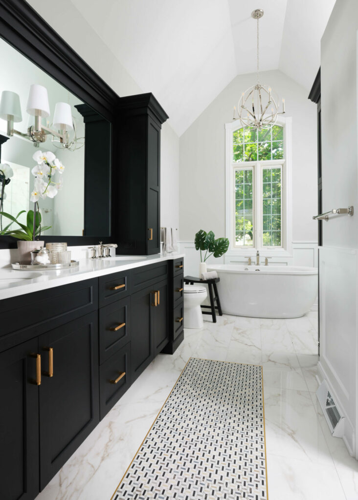 Traditional Black and White Bathroom Gets Dramatic - Normandy Remodeling