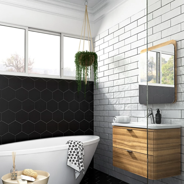 White Subway Tile with Black Grout Ideas | Country Floors of America LLC.