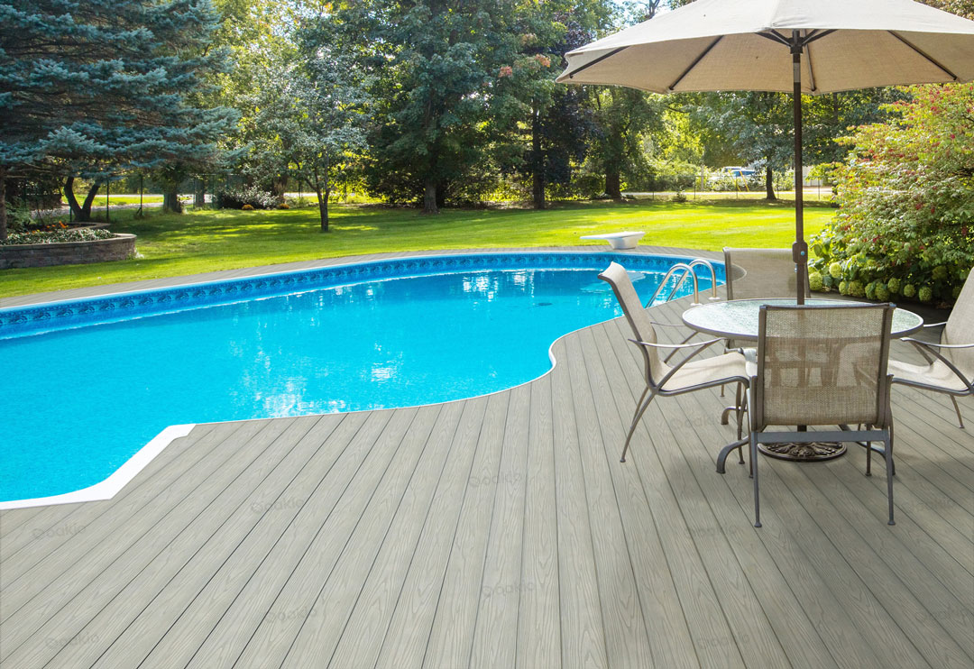 10 In-Ground and Above-Ground Pool Deck Ideas On A Budget - Oakio Plastic Wood Building Materials Company
