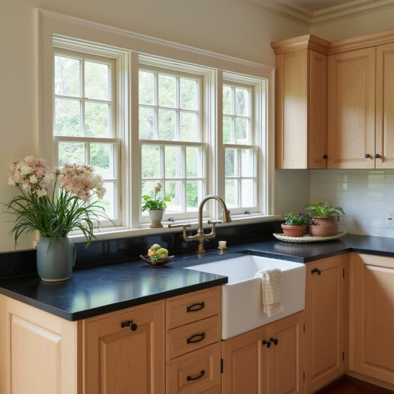 25 Most Beautiful Black Countertops Natural White Oak Cabinets 2026 | Marble Systems