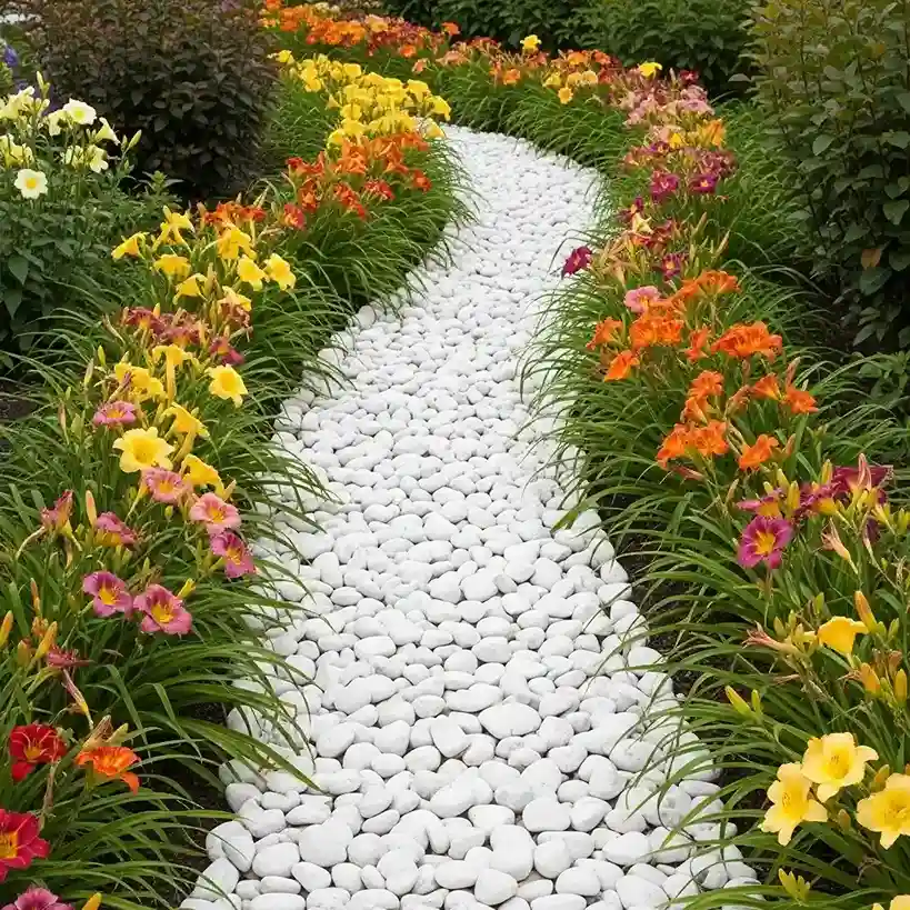30 White Stone Landscaping Ideas with Plants and Design