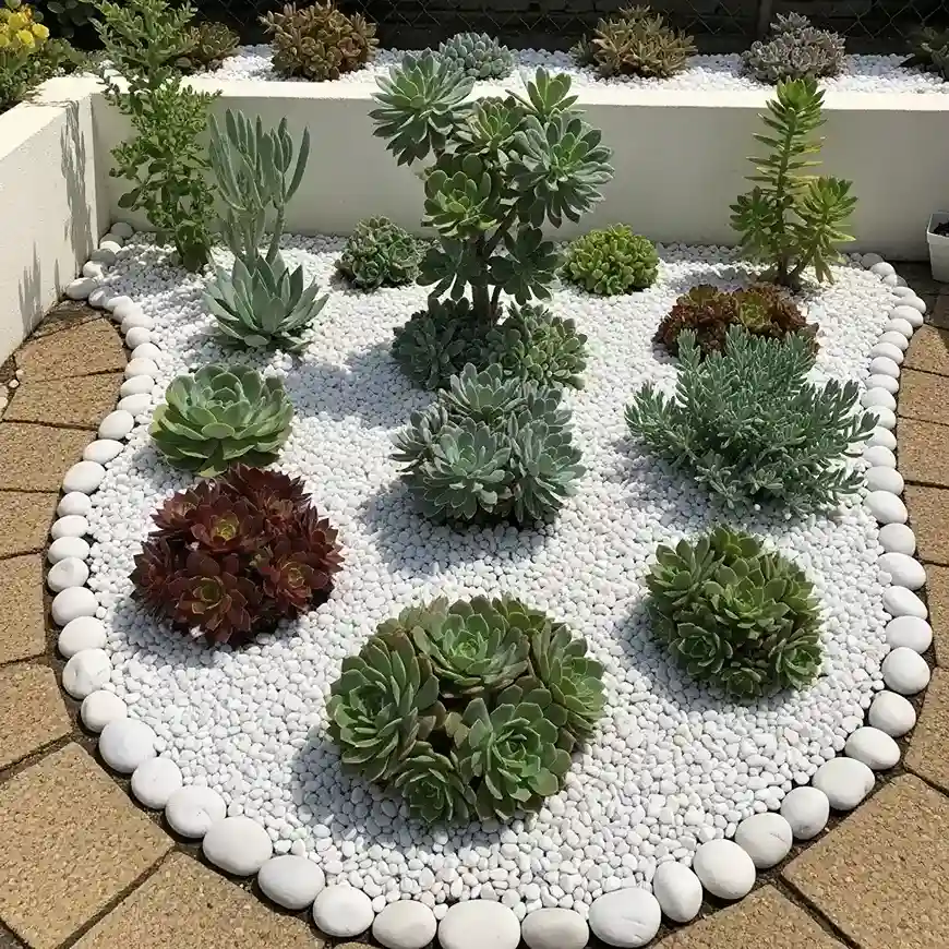 30 White Stone Landscaping Ideas with Plants and Design