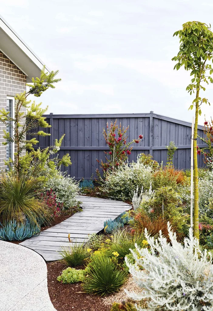 An easy-care coastal garden in Torquay with colourful plants