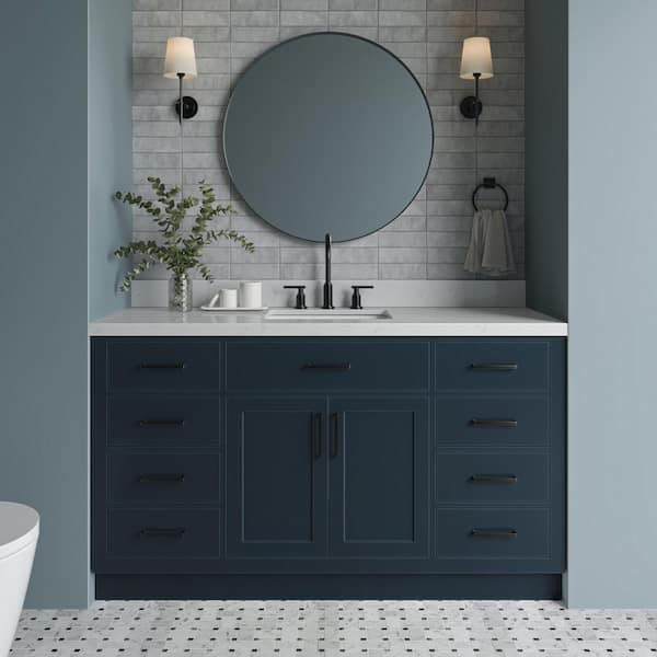 ARIEL Hepburn 60 in. Freestanding Bathroom Vanity Cabinet without Top in Midnight Blue (Assembled) T060S-BC-MNB - The Home Depot